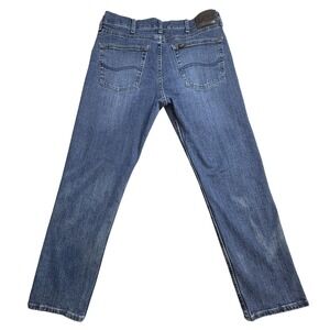 Vintage Lee Regular Fit Straight Jeans Mens 34x30 Medium Wash Blue Denim Stretch